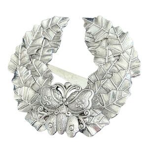 Sylvia Dahl Neiman Marcus Silver Butterfly Leaf Wreath Brooch Scarf Clip Vtg